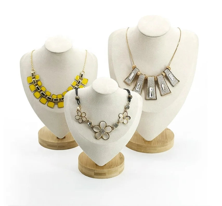 Black and Grey Velvet T-Shaped Bust Stand with Necklace Display Case and Earrings Store Jewelry Metal Rack for Store Display