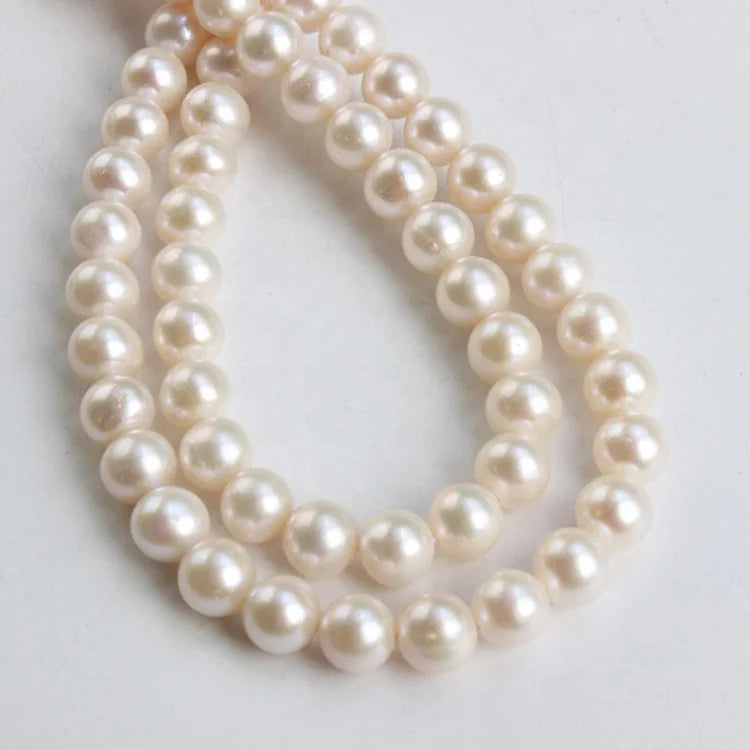 Zhuji China 4-10mm White  a Fresh Water Pearl Strings Chain Natural Round Pearl Strand for Women Necklace