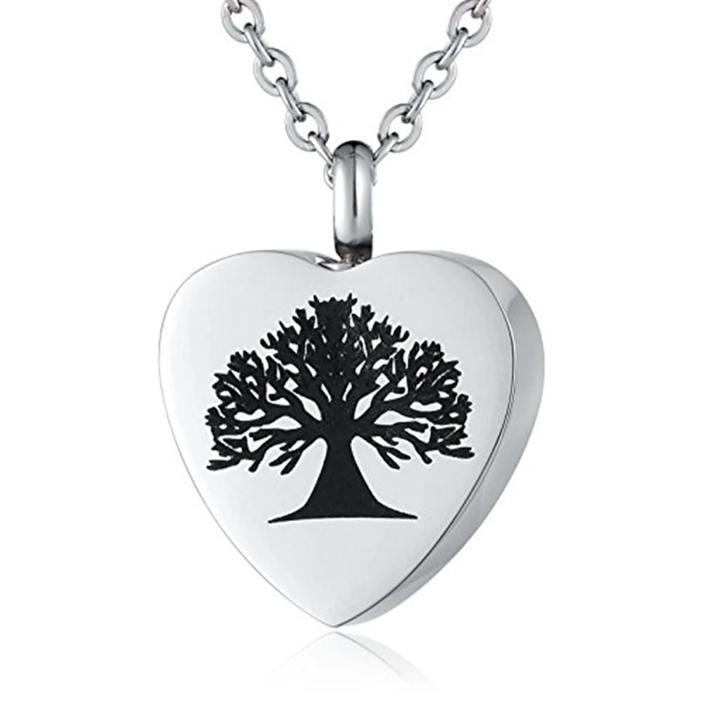 Bigger Ash Room Christian Classic Cremation Urn Heart Memorial Pendant Tree Life Stainless Steel Keepsake Jewel Ash Holder