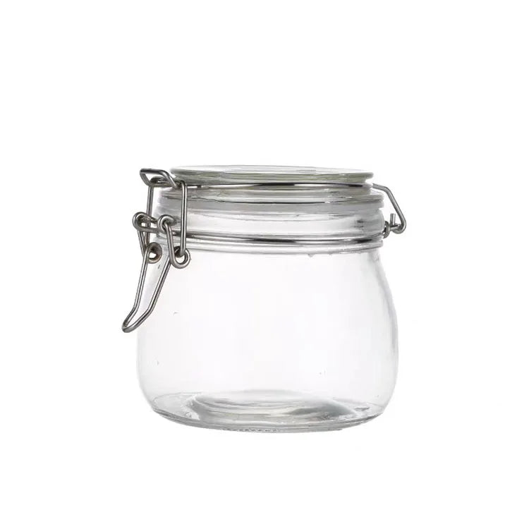 Free Sample Various Size air Tight Canning Glass Jar with Stainless Steel Clip Lock Top Lid