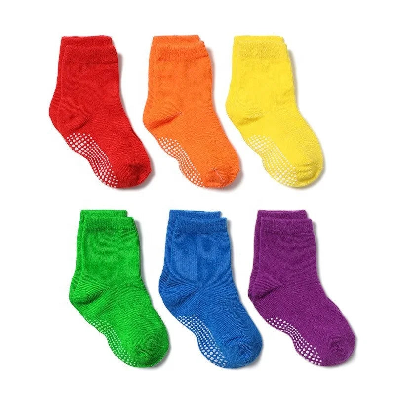 Wholesale Organic Cotton Crew Socks Sets 6-12 Months Anti-Slip Grip Casual for Girls/Boys/Infants/Toddlers in Spring