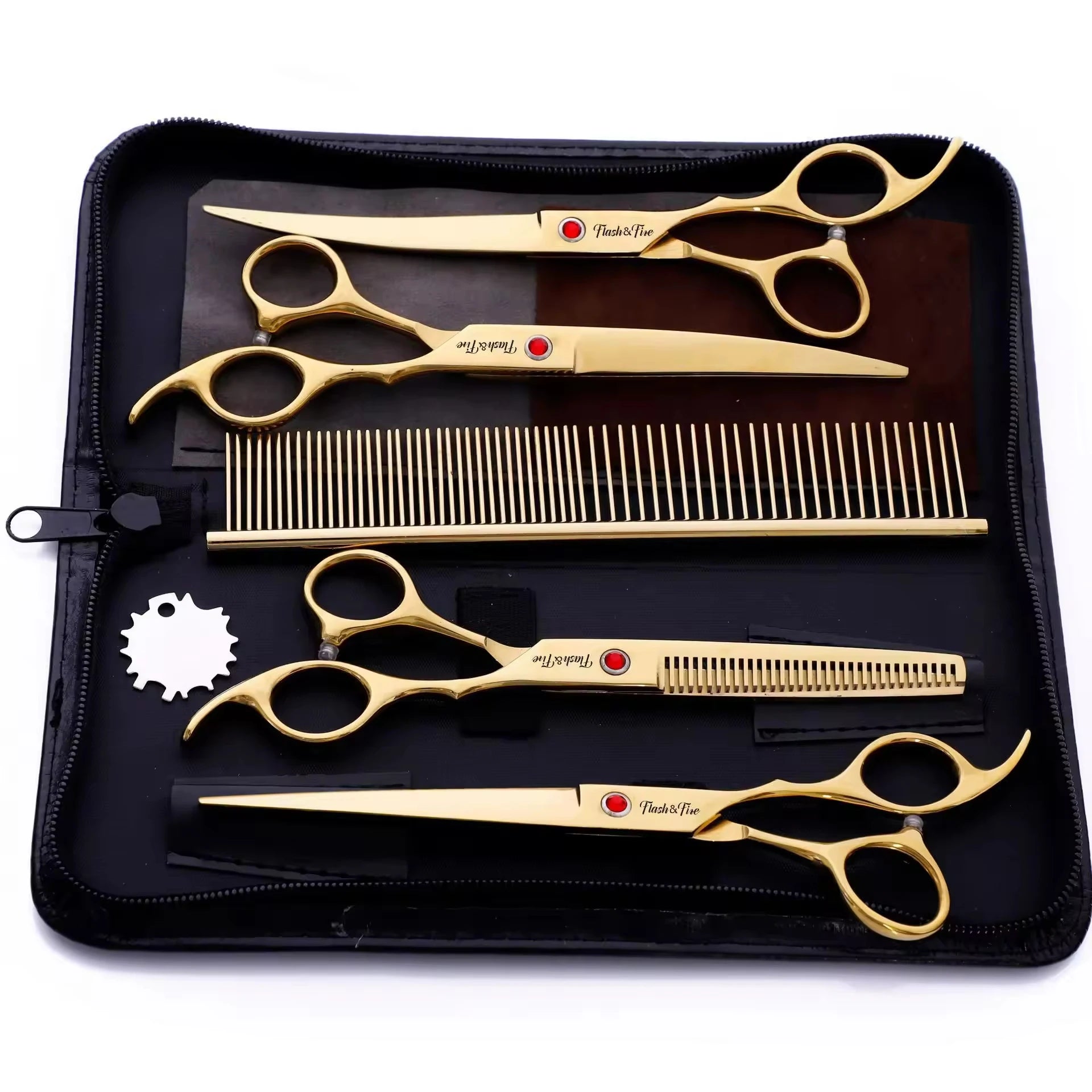 High Quality Professional 5pcs Set 7 Inch Stainless Steel Pet Grooming Shears Dog Grooming Scissors Set Dog Grooming Tool