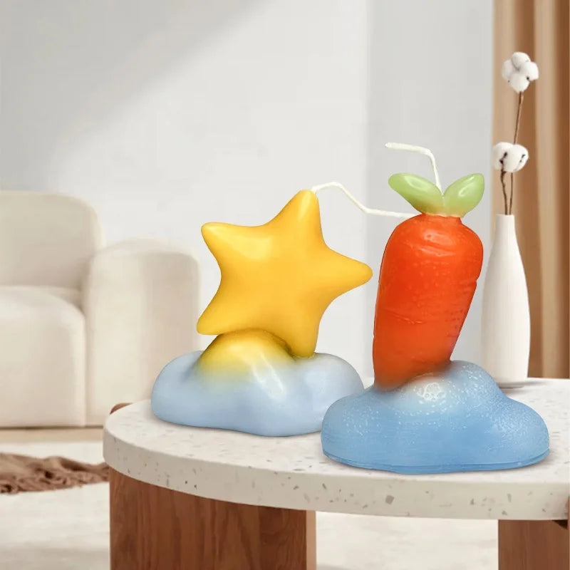 Wholesale New Design Cute Carrot Fruit Shaped Soy Wax Handmade Non-Toxic Home Decoration Gift Set Scented Candles