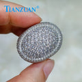 23*29mm Big Oval Full of D White Melee Moissanite Sterling 925 Silver Hip Hop Ring Men Women Diamonds Male Fine Jewelry