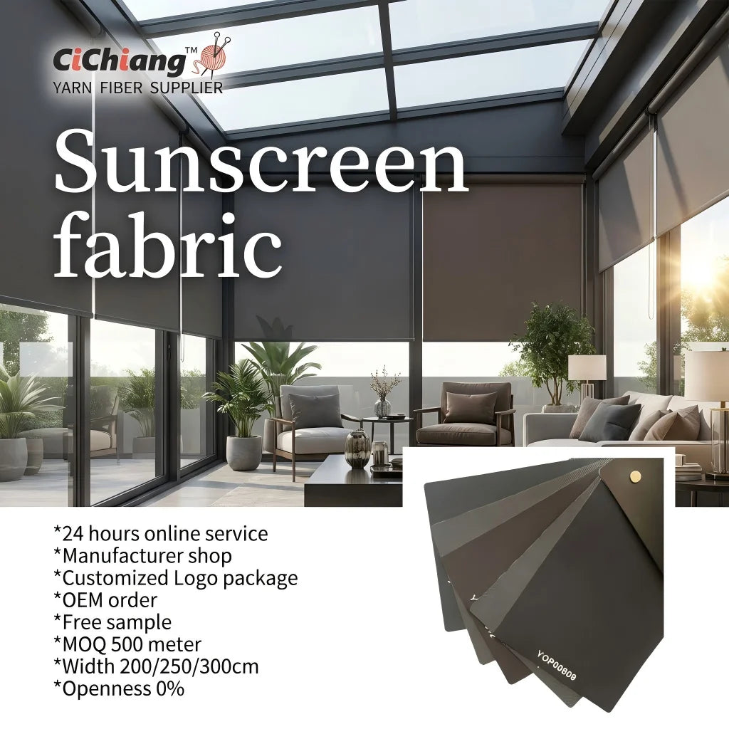 Hometextile 30% Polyester + 70% PVC Flame Retardant Blackout Sunscreen Roller Blinds 0% Openness Curtain Fabric  Woven Mesh