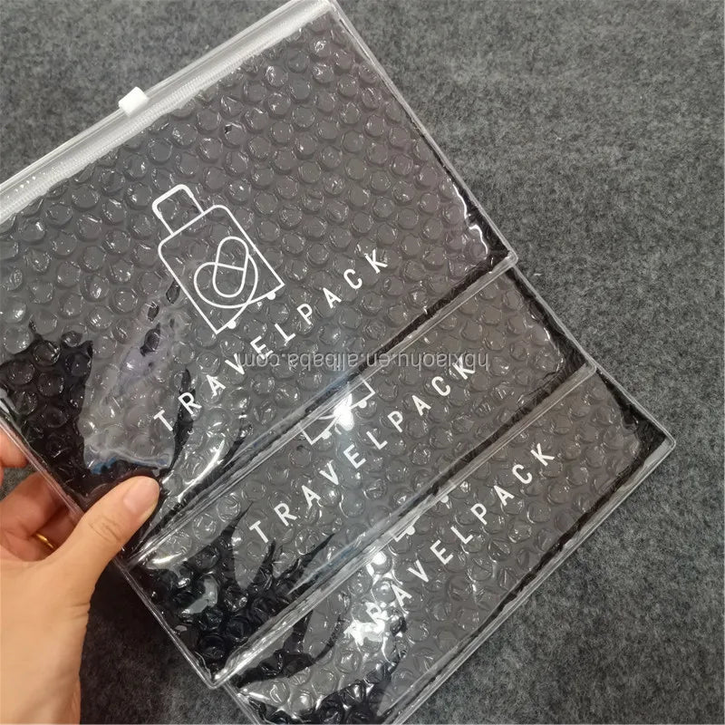 Custom logo Eco Friendly Small Jewelry Package Black Color Pvc Pouch Bag Zipper Padded Mailer Ziplock Bubble Bag