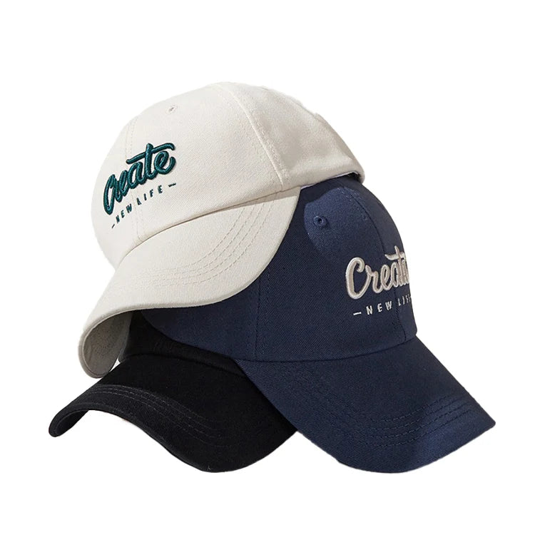 Custom Logo Letter 3D Embroidery Baseball Cap Snapback 6 Panel Casual Curved Brim Cotton Dad Hat