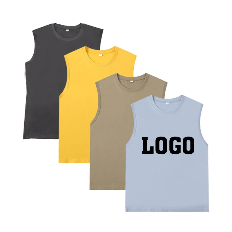 Breathable Crew Neck High Quality Summer Wear Sleeveless Tshirt 100% Cotton Fitness Tank Tops Vest Gym for Men