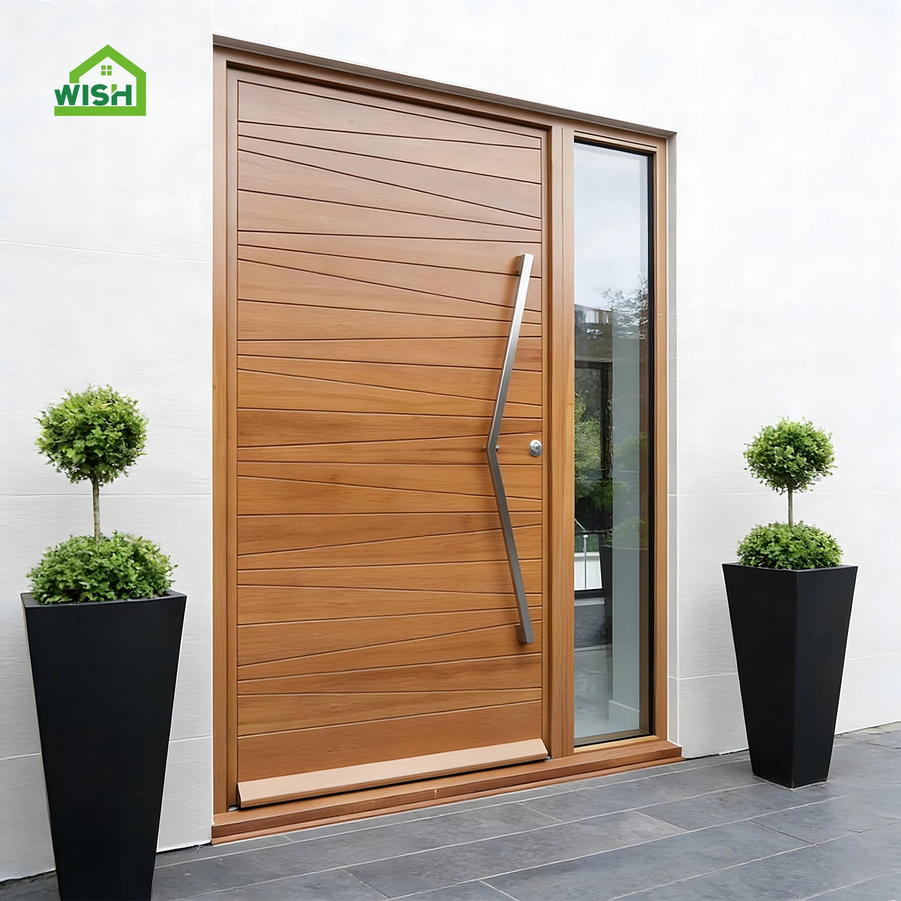 Modern House Fancy Door Design Exterior Entry Finished Wooden Front Pivot Villa Door with Sound Insulation Manual