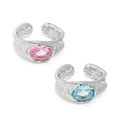 Wuqie Fashion Irregular Colorful Gemstone Adjustable Pink Blue Zircon Ring 925 Sterling Silver Ring Women Jewelry