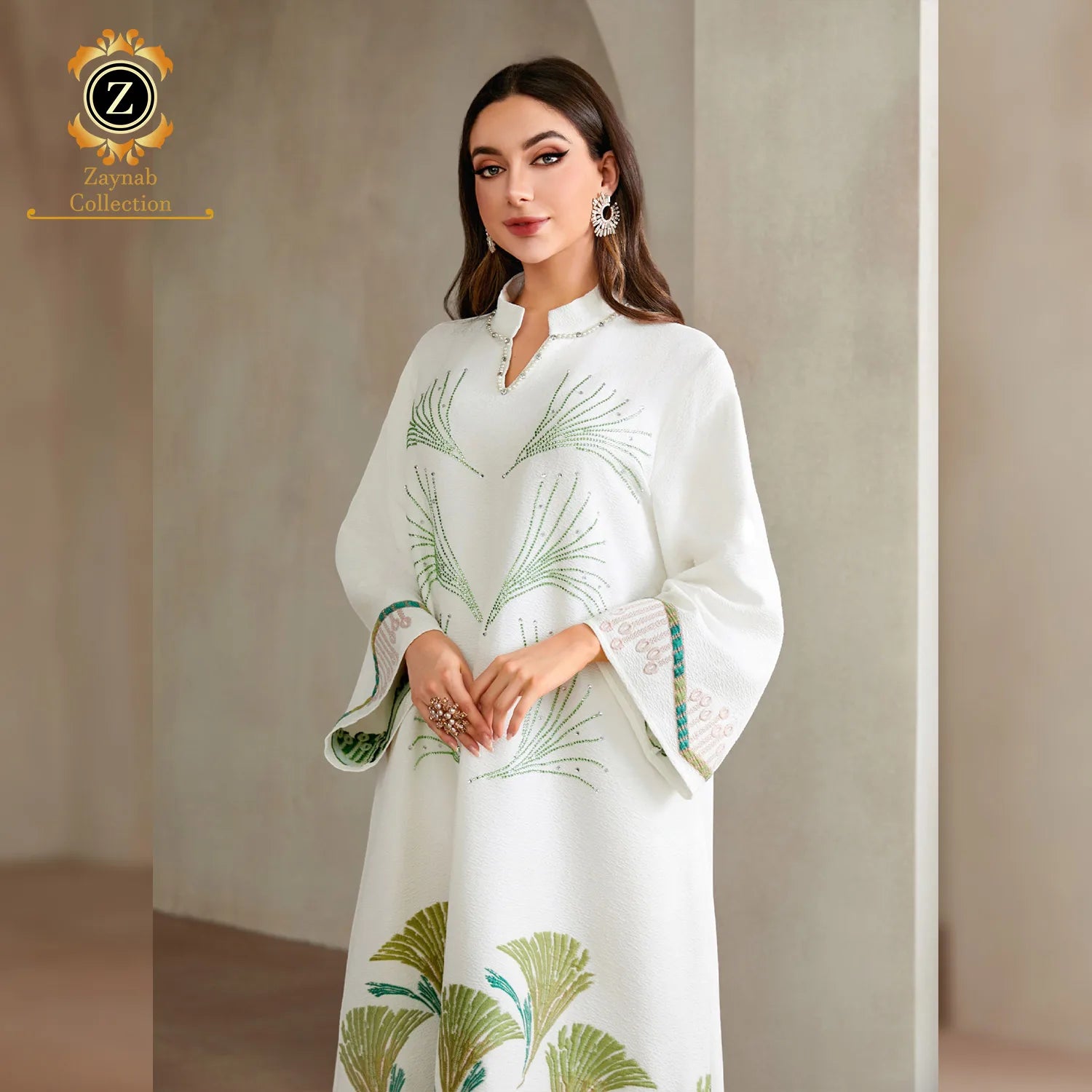 Zaynab Elegant Abaya Ramadan Dubai Turkey Muslim Fashion Dress Fashion Abaya Muslim Jalabiya Eid Elegant Abaya