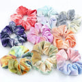 Women Fall Winter Velvet Scrunchies Furry Girl Tie-dyed Fur Towel Scrunchies