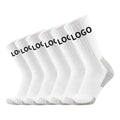 OEM Custom White Cycling Socks for Men Low MOQ Breathable Logo Ankle Sports Sock Crew High Cuff and Bottom Logo Position