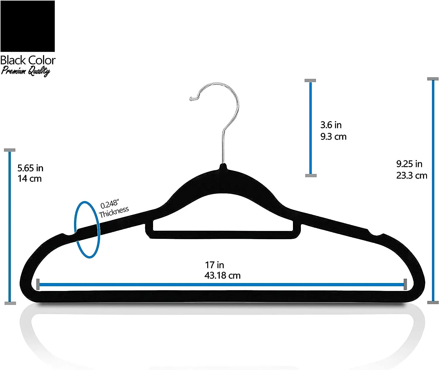 Eco-friendly Black Velvet Hanger Anti Slip Notched Plastic Hangers Clothing Organizer Seamless Velvet Hanger