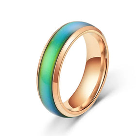 Hot Sale Shanyue Europe & America Style Change Color Temperature Stainless Steel Mood Ring