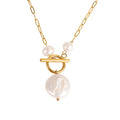 Wholesale Custom18K Gold Stainless Steel Chain Link Chunky Big Baroque Pearl Necklace