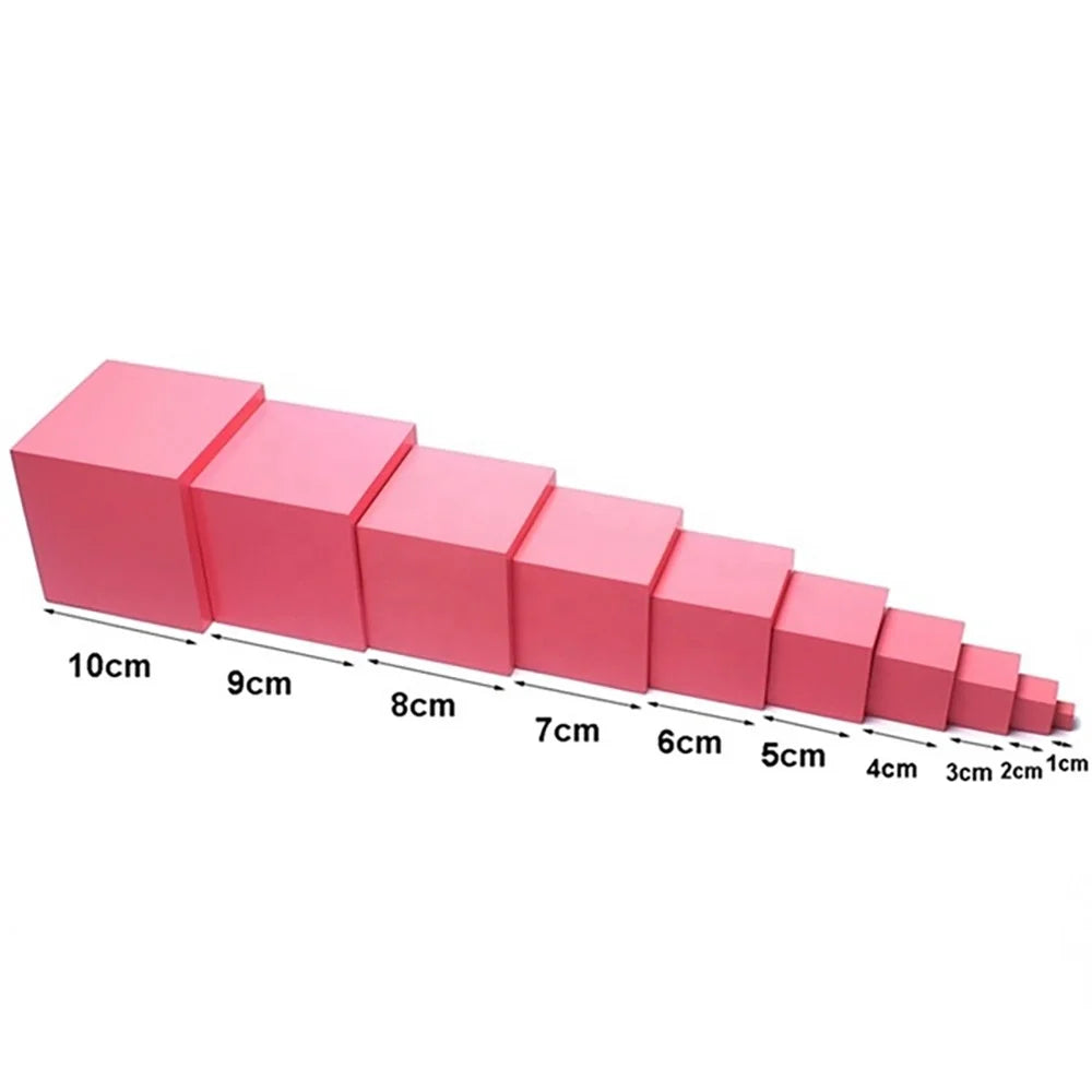 Torre Rosa Montessori Material Sensorial Pink Tower Educational Wooden Toys for Kids Montessori Toys Pink Tower