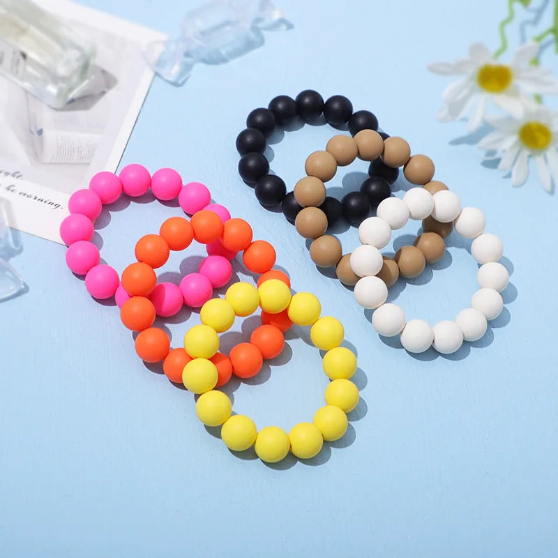 HOTWAY Colored Acrylic Bead Bracelet Bohemian Style Solid Color Bead Bracelet Jewelry Gift for Men Women