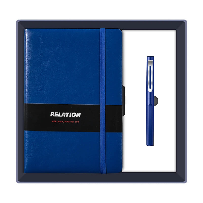 Low Price Wholesale Plastic Rollerball Pen&A5 Elastic Band Closure Leather Notebook Corporate Gifts Sets