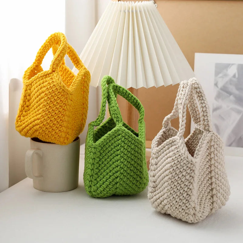 Cotton Small Bag Weaving Thread Korea-used-bags Hot Sale Korea Cute School Kids Hand Small Phone Party Bags