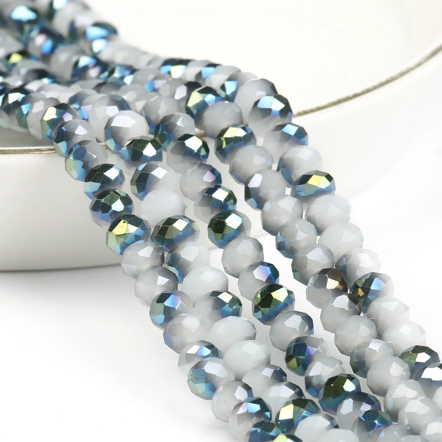 Flat Round Half Electroplate Faceted Rondelle Crystal Glass Beads for DIY Bracelet Jewelry Making