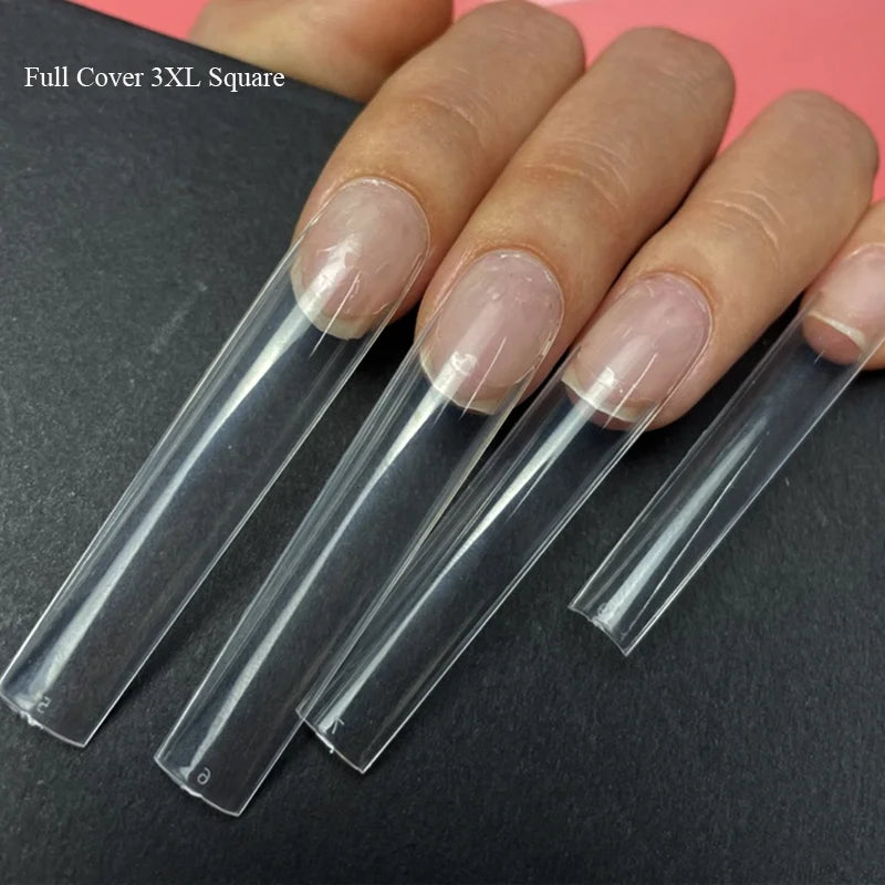 360Pcs/box Press on Acrylic Clear False Ballerina Nails for Gel False Full Cover ABS Long 3XL Square Nail Tips