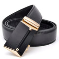 Genuine Luxury Cow Hide Leather Belts for Men Famous Brand Durable Alloy Automatic Buckle Black 3.8cm Width 110-130cm Length