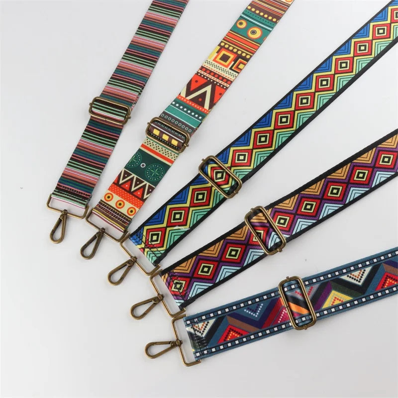 2023 New Custom Thick Polyester Woven Bag Strap Replacement Crossbody Belts Wide Adjustable Shoulder Strap Silk Print Bag Straps