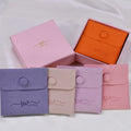 Custom Logo Microfiber Suede Velvet Jewelry Pouch Art Paper Bag Snap Button for Earrings Necklaces Matt Lamination Embossing