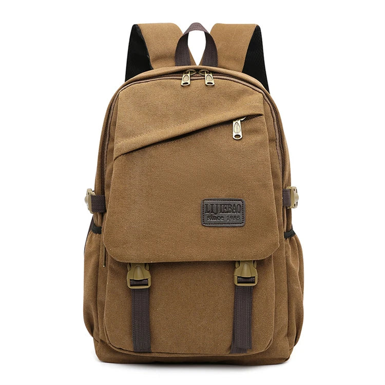 Custom Printed Vintage Style Men's Heavy Duty Canvas Backpack Water-Proof for Travel & Exercise