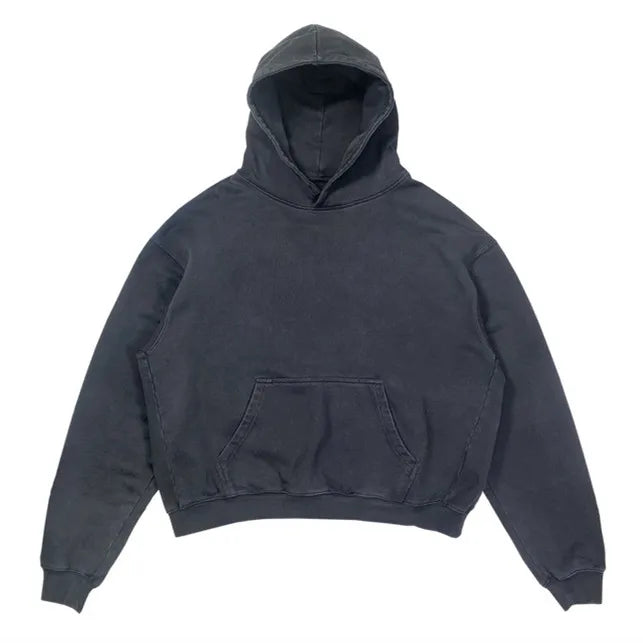 Fashion Custom Logo Men's Hoodie Pullover 100% Organic Cotton Plain Hoodie Mens Vintage Hoodie Washed Heavyweight Blank