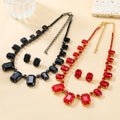 2024 New Arrival Fashion Jewelry Copper Earrings Necklace Set for Women Exaggerate Square Glass Diamond Wholesale Earrings Set