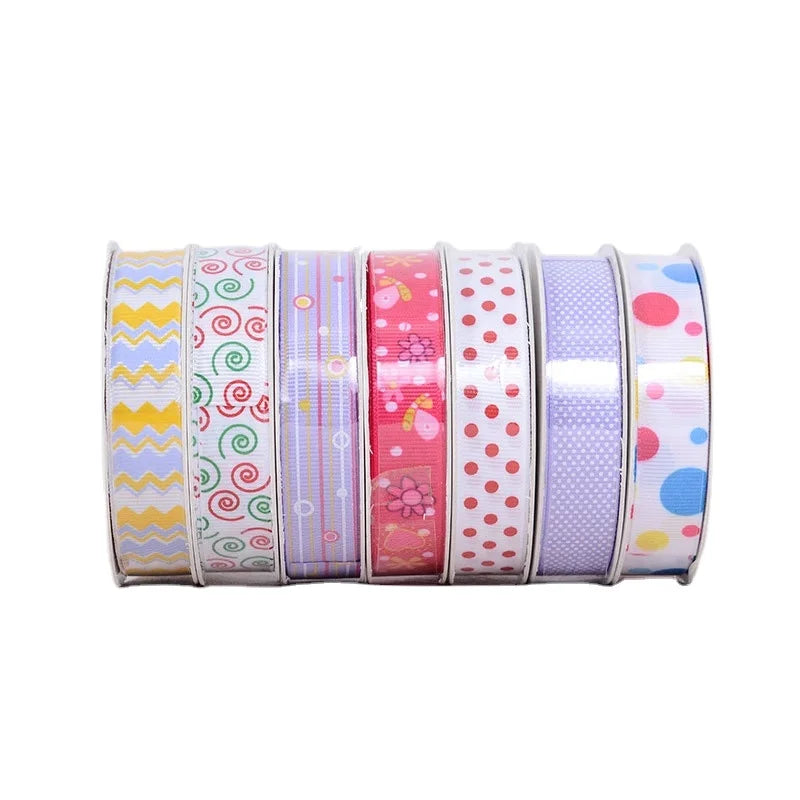 Solid Color Double Face Printed Grosgrain Ribbon 100% Polyester Custom Brand Logo Decoration Wholesale Roll