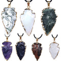 Diy Wholesale Stone Chakra Crystal Arrowhead Gold Electroplated Edge Pendant Charm Pendant Stone Pendants