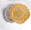 Luxury European Irregular Shape Gold Silver Charger Glass Plate Dish Handpainted Lead-Free Eco-Friendly Sustainable Party Hotels
