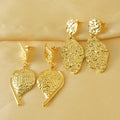 Designer Retro Stainless Steel Gold Plated Irregular Texture Big Leaf Earring for Women