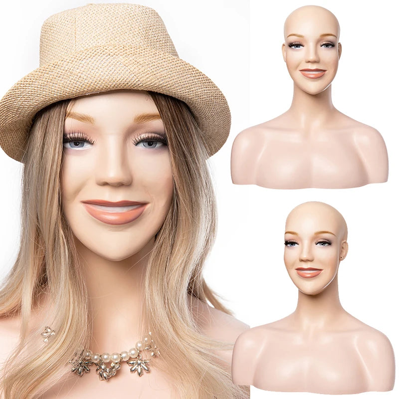 H1142-S3  Wholesale Cheap Price Head Mannequin Fashion Female Head for Wig Display Mannequin With Shoulder