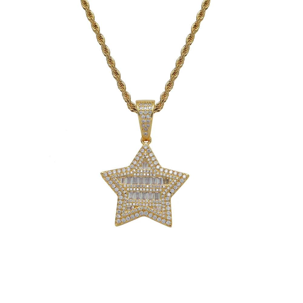 CN357  Brass Setting CZ  Pendants Hip Hop Necklace Iced Out Jewelry