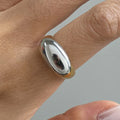 New Arrival 18K Gold Stainless Steel Ring Modern Minimalist Chic Adjustable Jewelry Two-Tone Polished Oval Open Rings
