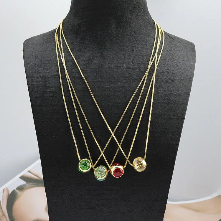 NZ1486 18K Gold Diamond Chic Diamond Cubic Zirconia CZ Pendant Ball Beads Necklace