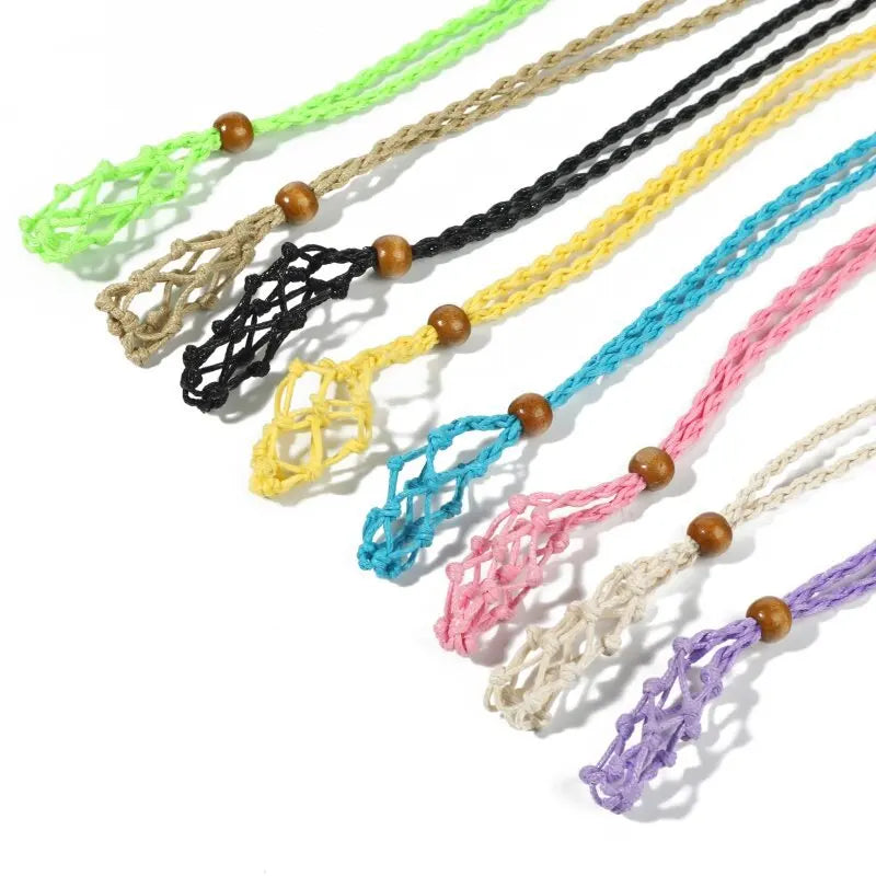 LIVE4U New Adjustable Wax Cord Strand Necklace Holder for Empty Stone Pendant Bohemian Style DIY Jewelry Anniversary Unisex