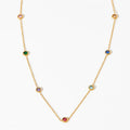 Wholesale New Stainless Steel No Fade Women Dainty Luxury Colorful Round Zircon Bracelet Necklace Set