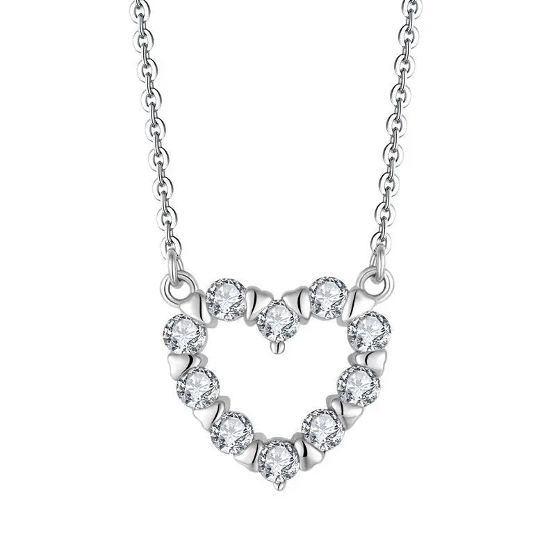 Wholesale Price Women Jewelry Heart Shape Cut White Cz 925 Sterling Silver Pendant Fashion Design Necklace