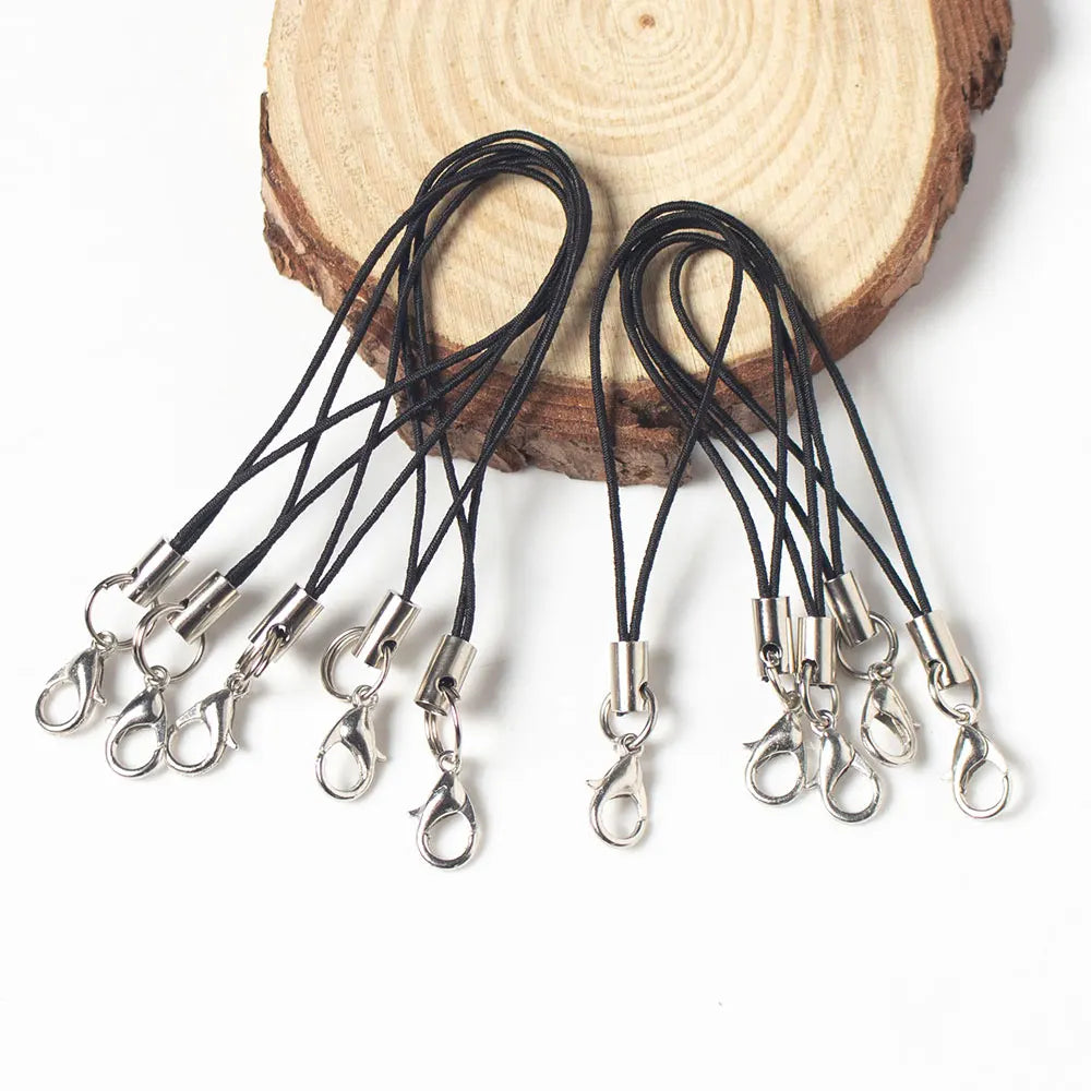 PA021-022 Customer Black Lanyard Mobile Phone Rope Elastic Rope New Fashion for Men/ Women Jewelry Findings Making Accessories