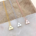 Stainless Steel Triangle Pendant Engraved 26 Alpherbet Necklace