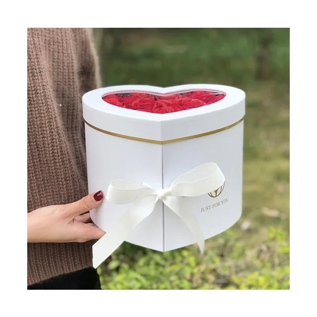 AM-GPB21 Ammy Two-layer Rotation Heart-shaped Flowers Box Eternal Flower Gift Box for Valentine's Day Preserved Fresh Flower Box