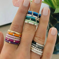 Alloy Classic Enamel Colors Eternity Band Rings Jewelry Zircon Beads Paving Women