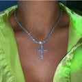 Wholesale Bling Zircon Cross Pendent Rhinestone Necklace Chain