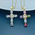 Exquisite Cross Women Necklace Metal Gold Plated Shiny CZ Zircon Pendant for Female Fashion Jewelry