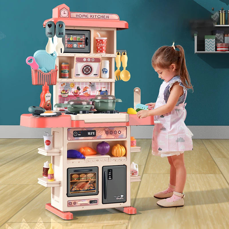 Pretend Spray Games Kitchen Kids Toys Sets 43PCS Mini Kitchen Toys Kids Real Cooking Sink Set Game Kitchen Toys for Kids